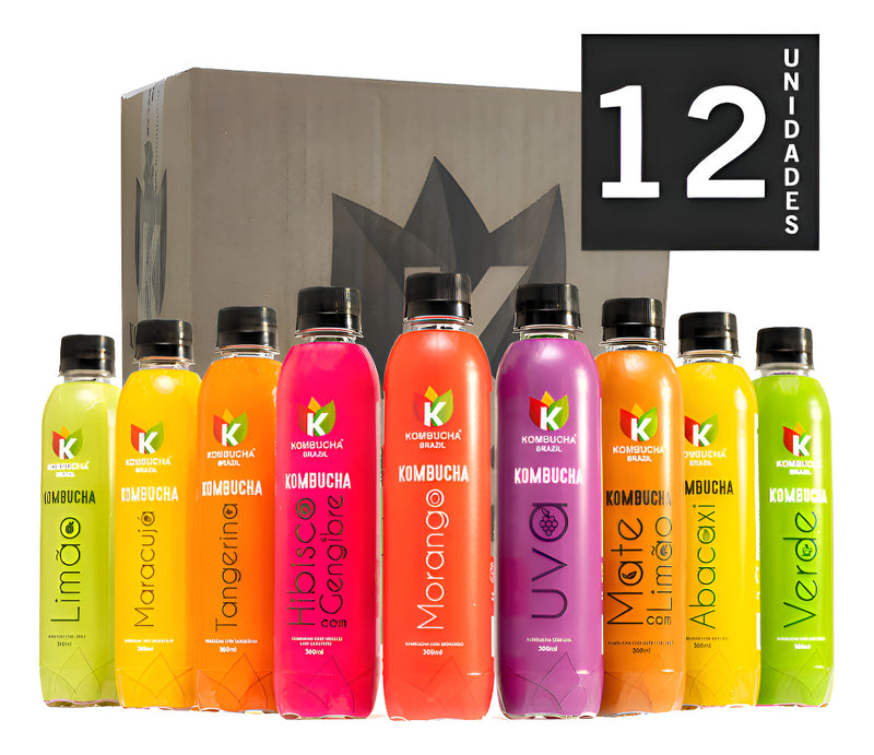 Kombucha Kit Com 12un Sabores De 300ml
