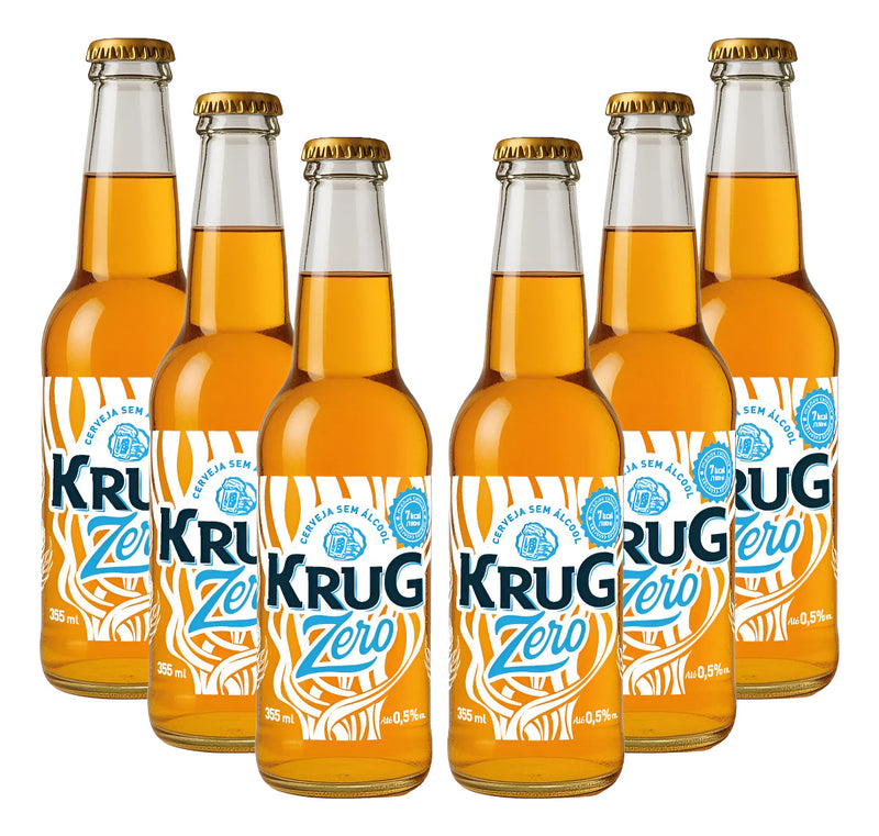 6un Cerveja Krug Zero Alcool Zero Glúten Long Neck 355ml
